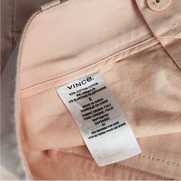 Vince Light Pink Cotton Trousers size 8 - Picture 2 of 11